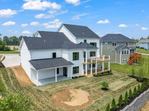 New home construction with modern design and spacious backyard.