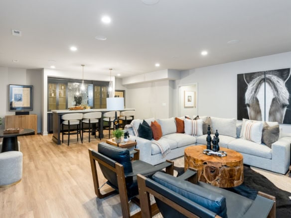 Spacious living room featuring contemporary furniture and stylish decor.