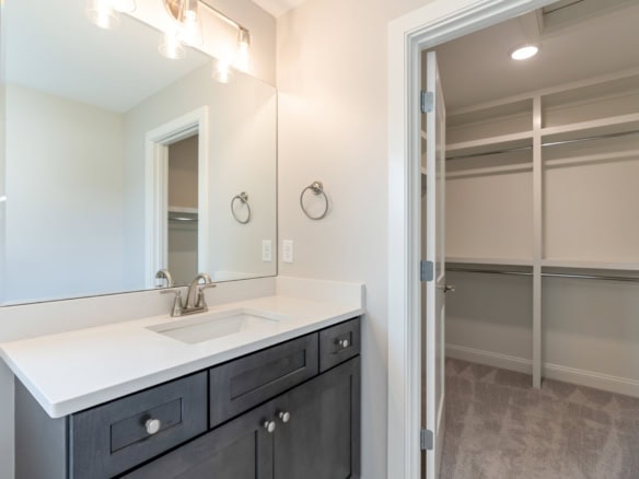 Modern bathroom with walk-in closet.